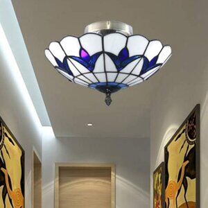 Tiffany Style Stained Glass Ceiling Light Stained Glass Flush Mount